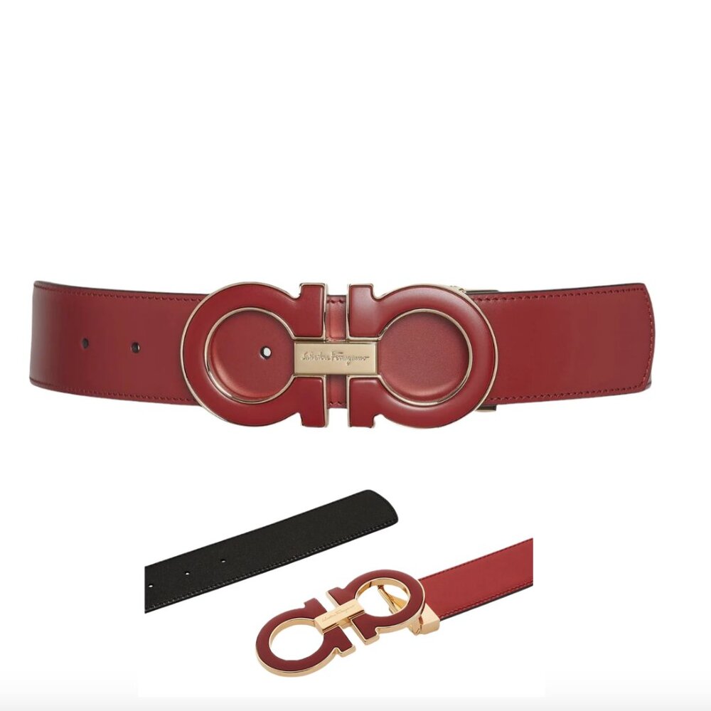 【13MK】NEW Ferragamo Eversible Enamel Leather Belt size 95
